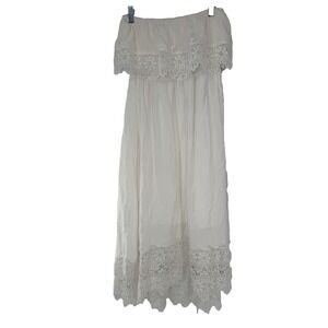 Solitaire Swim White sleeveless Swimsuit Cover-Up L beachy boho cottagecore